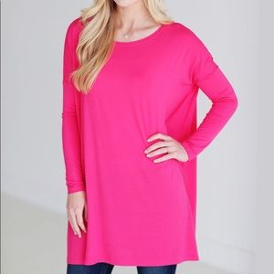 Piko Bamboo Long Sleeve Tunic - Hot Pink - SZ S